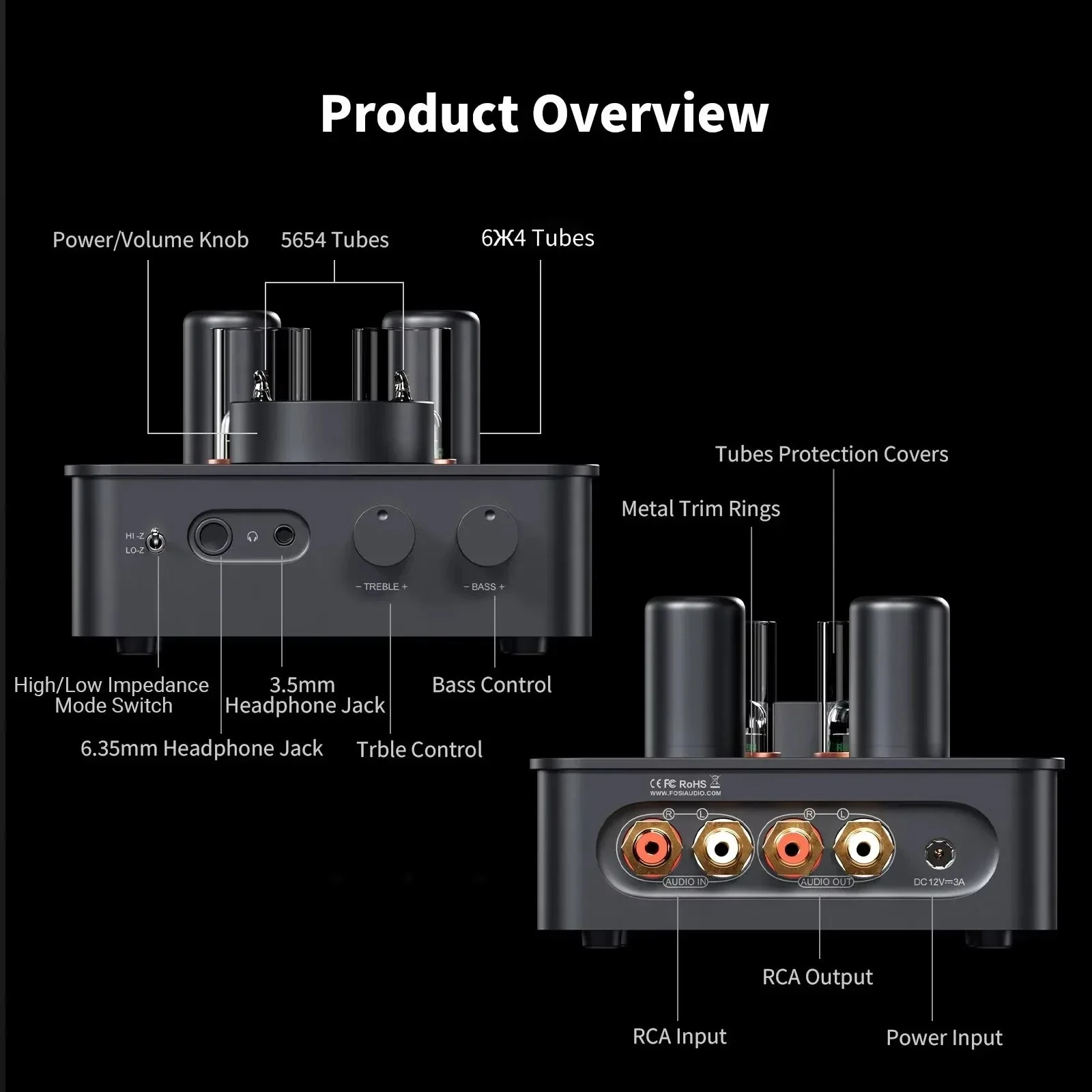 Fosi Audio GR70 Tube Preamp & Headphone  Amplifier - Image 5