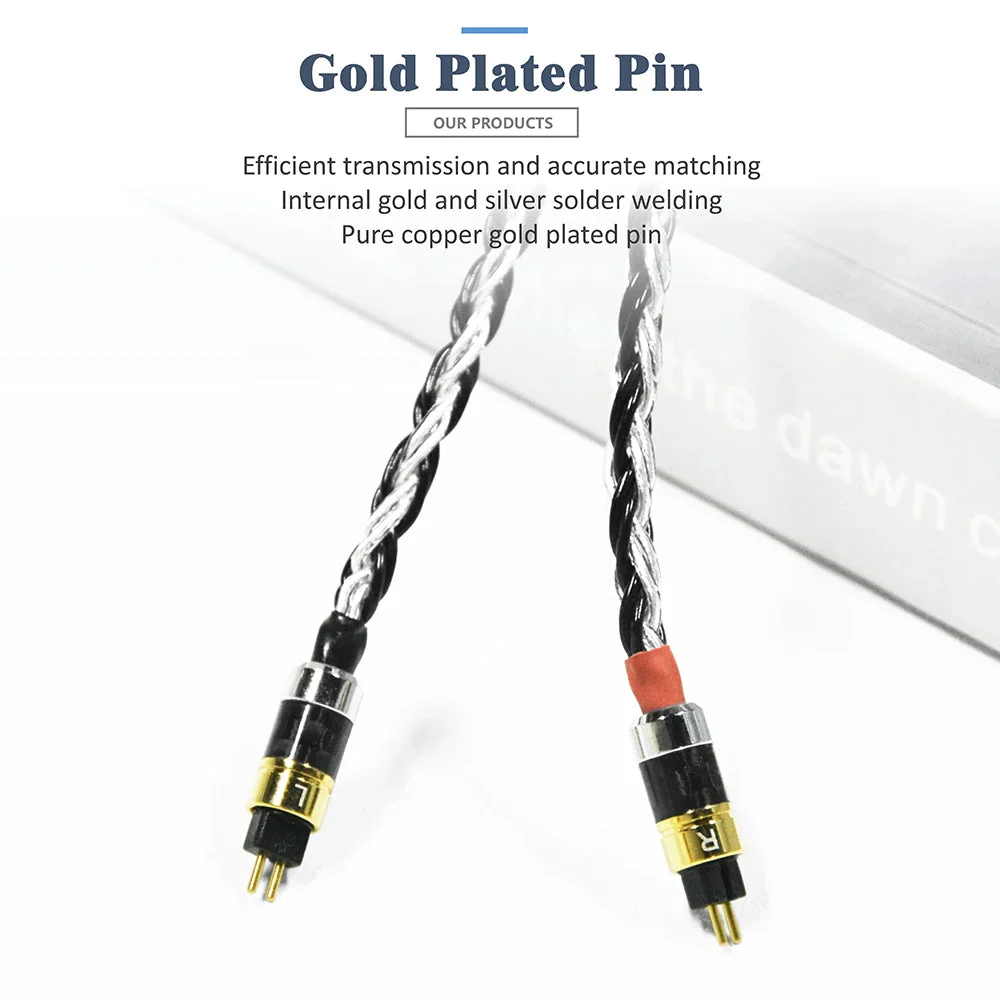 GUCraftsman 0.78mm 2Pin 16 Strands 7N Single Crystal Copper/Silver Mixed Earphone Cable - MMCX Connector - Image 2