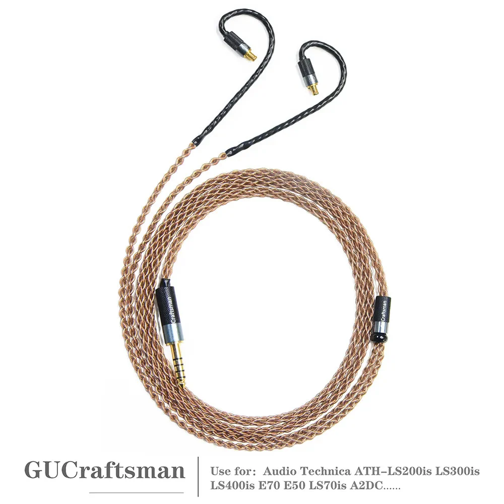 GUCraftsman 6N Single Crystal Copper Earphone Cable For Audio Techni ATH-LS200is LS300is LS400is E70 E50 LS70is A2DC