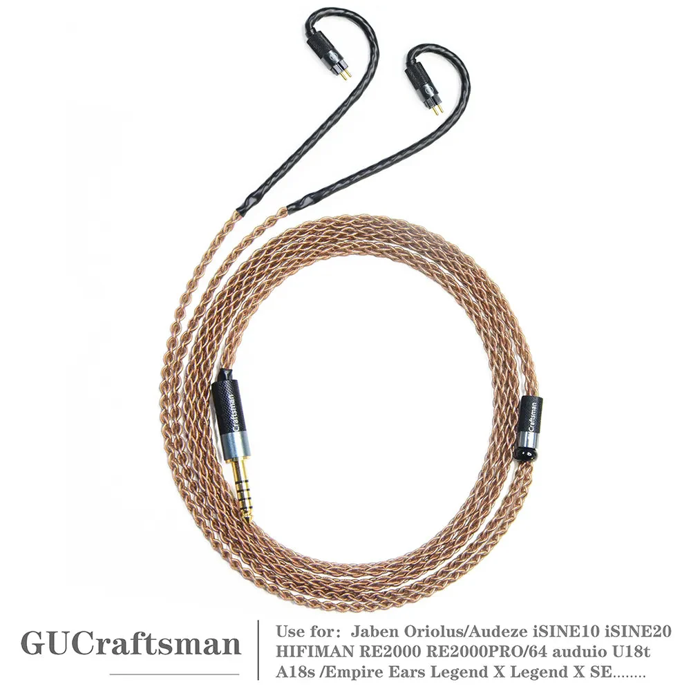 GUCraftsman 6N Single Crystal Copper 0.78mm Earphone Cables For 64audio A12t/U12 A18 TIA Oriolus RE2000PRO iSINE20