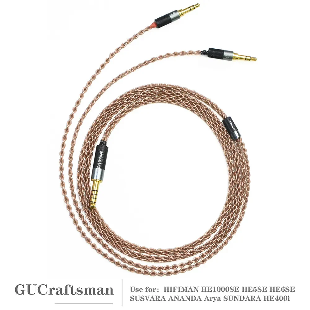 GUCraftsman 6N Single Crystal Copper Headphone Cables For HIFIMAN SUSVARA ANANDA Arya SUNDARA HE1000SE HE5SE HE6SE