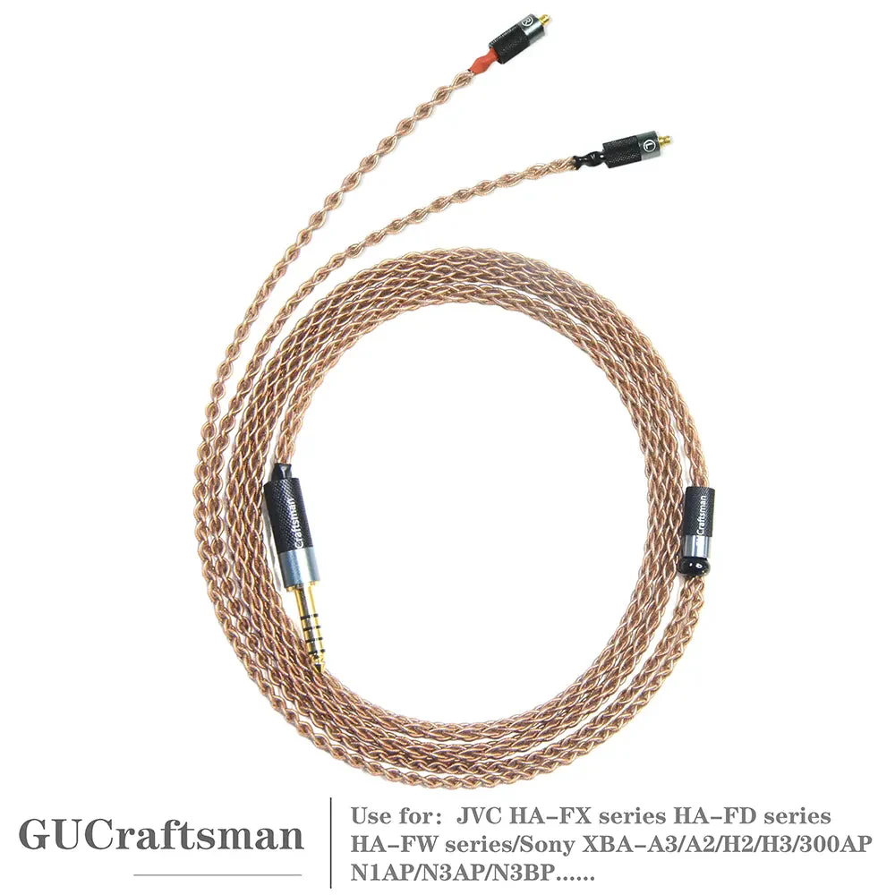 GUCraftsman 6N Single Crystal Copper Earphone Cables For Sony XBA-300AP/N3AP/N3BP JVC FX series/FD series/FW series