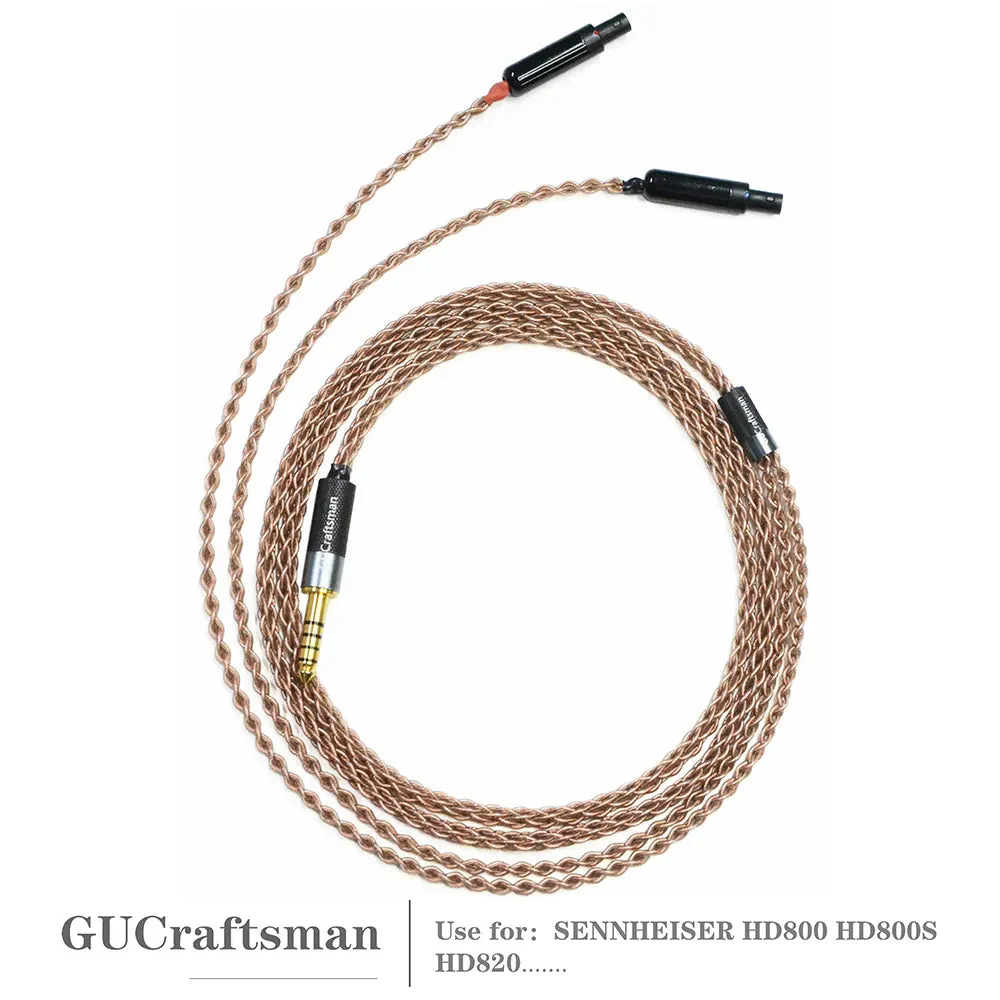 GUCraftsman 6N Single Crystal Copper Headphone Cables For SENNHEISER HD800 HD800S HD820