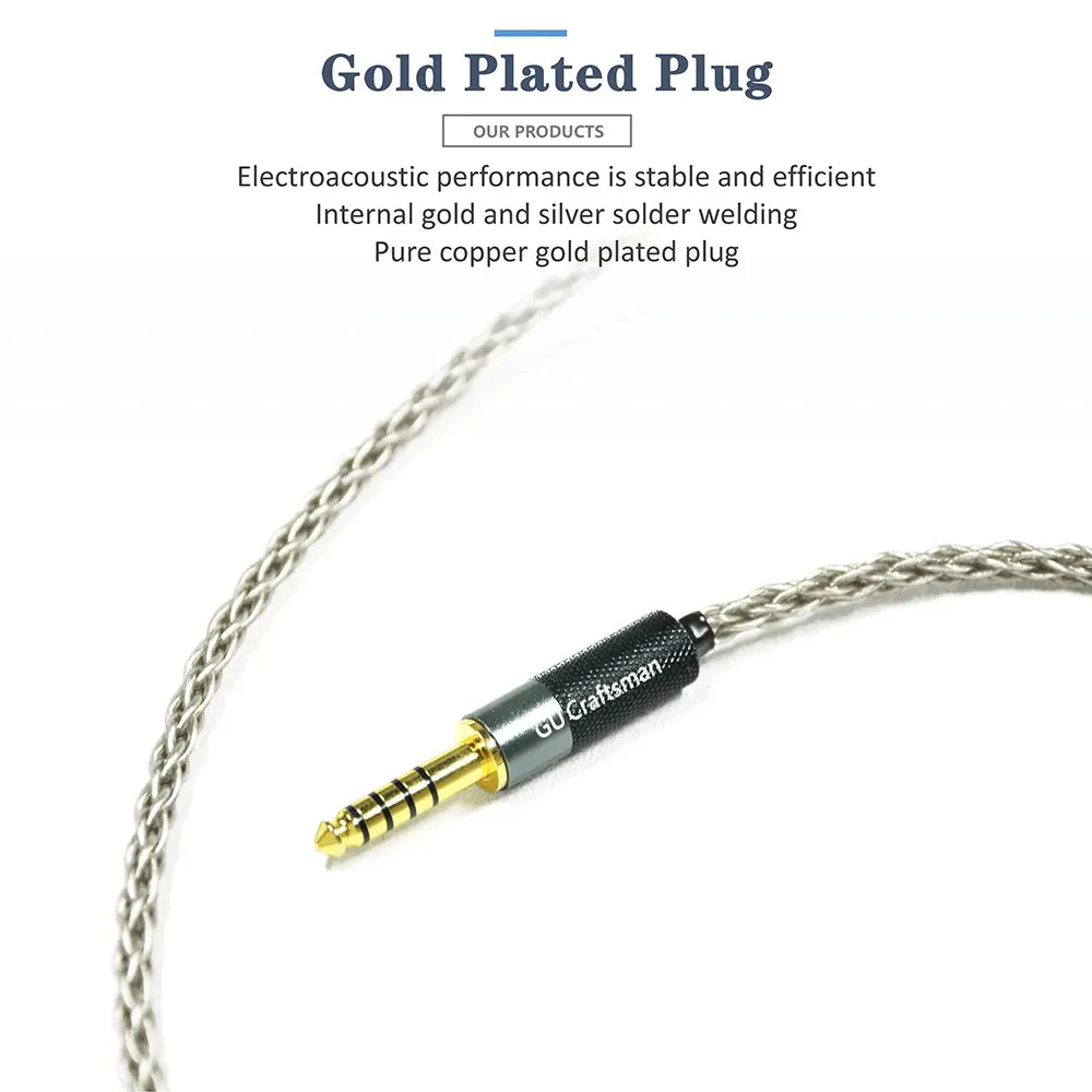 GUCraftsman 6N Single Crystal Silver Earphone Cables For Acoustune HS1650CU HS1655CU HS1670SS HS1695Ti - Image 3