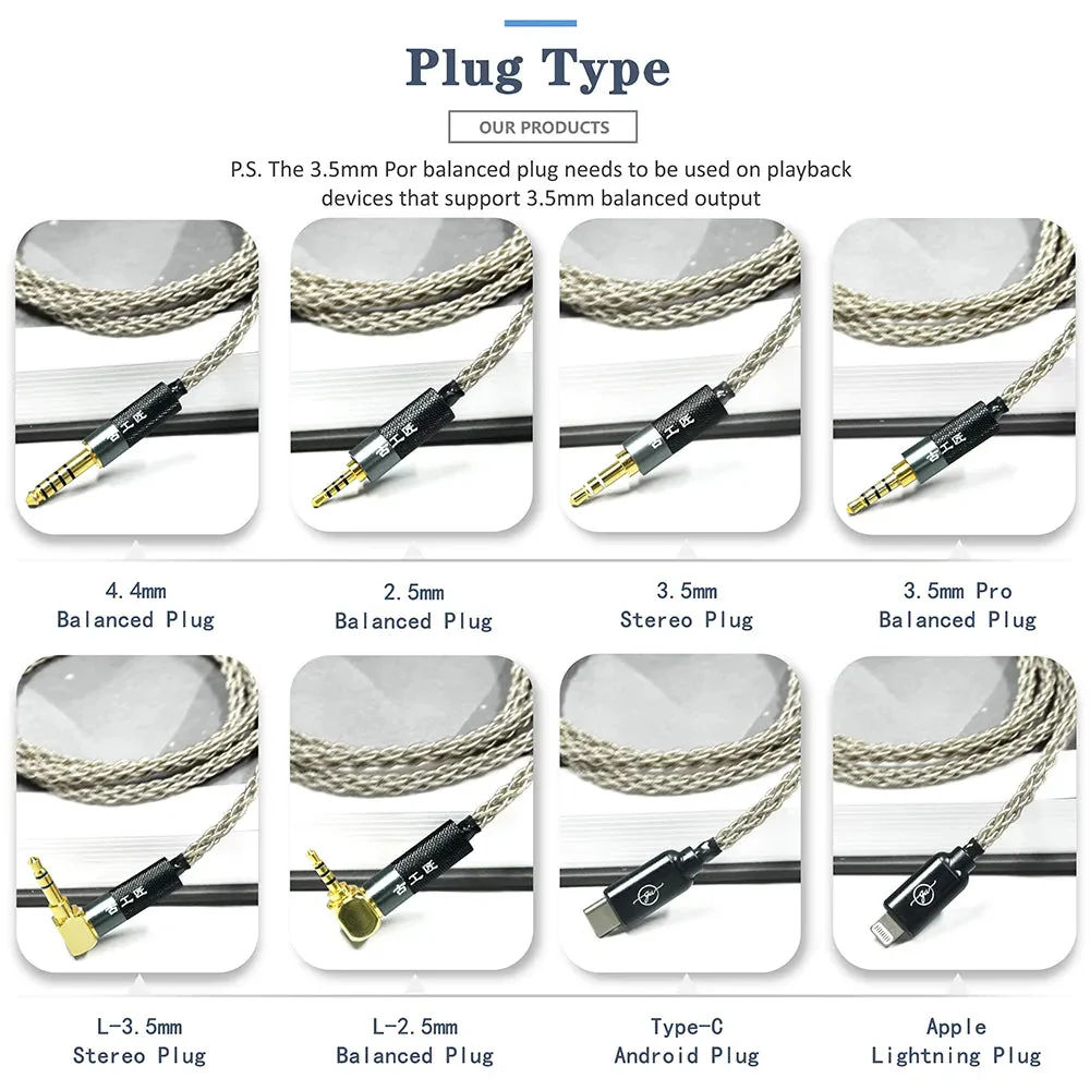 GUCraftsman 6N Single Crystal Silver Earphone Cables For Acoustune HS1650CU HS1655CU HS1670SS HS1695Ti - Image 6