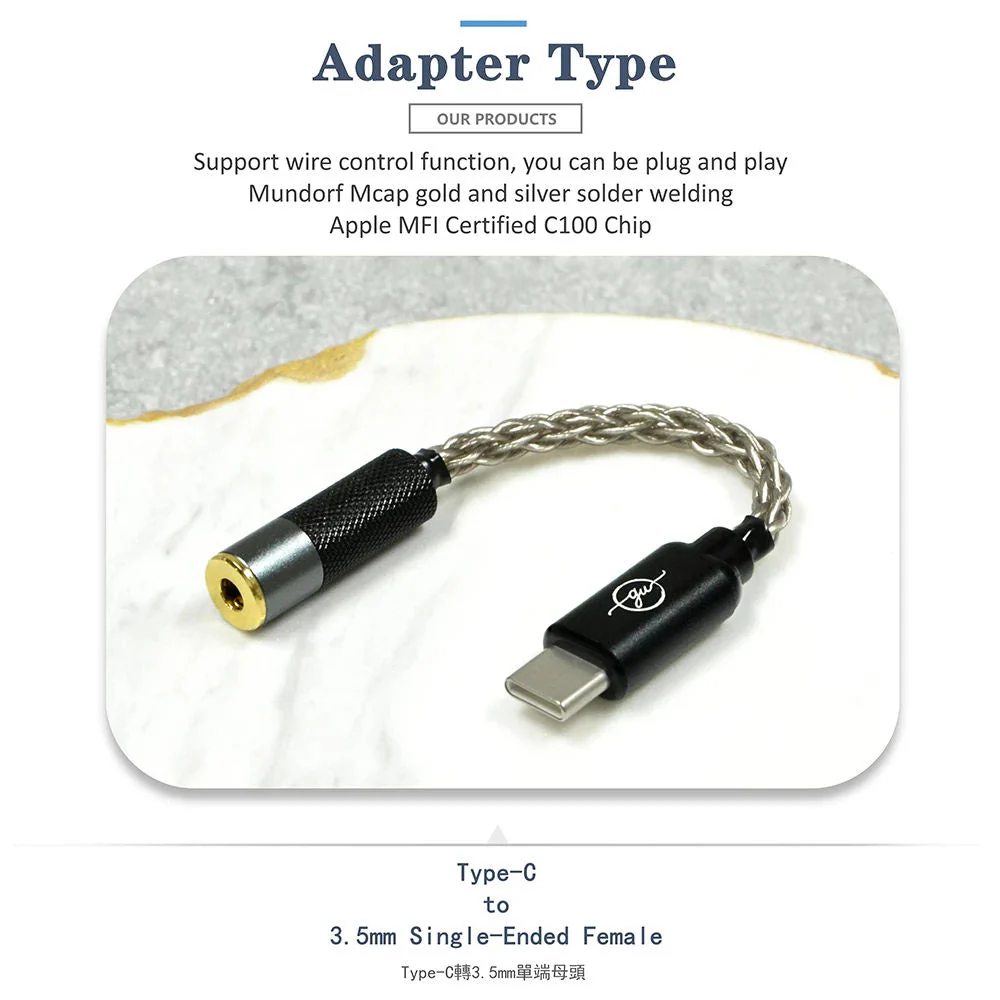 GUCraftsman HIFI USB Type-C to Jack 3.5/2.5/4.4 Cable Adapter For Android Mobile Phone Huawei Xiaomi Oppo Vivo SAMSUNG - Image 4