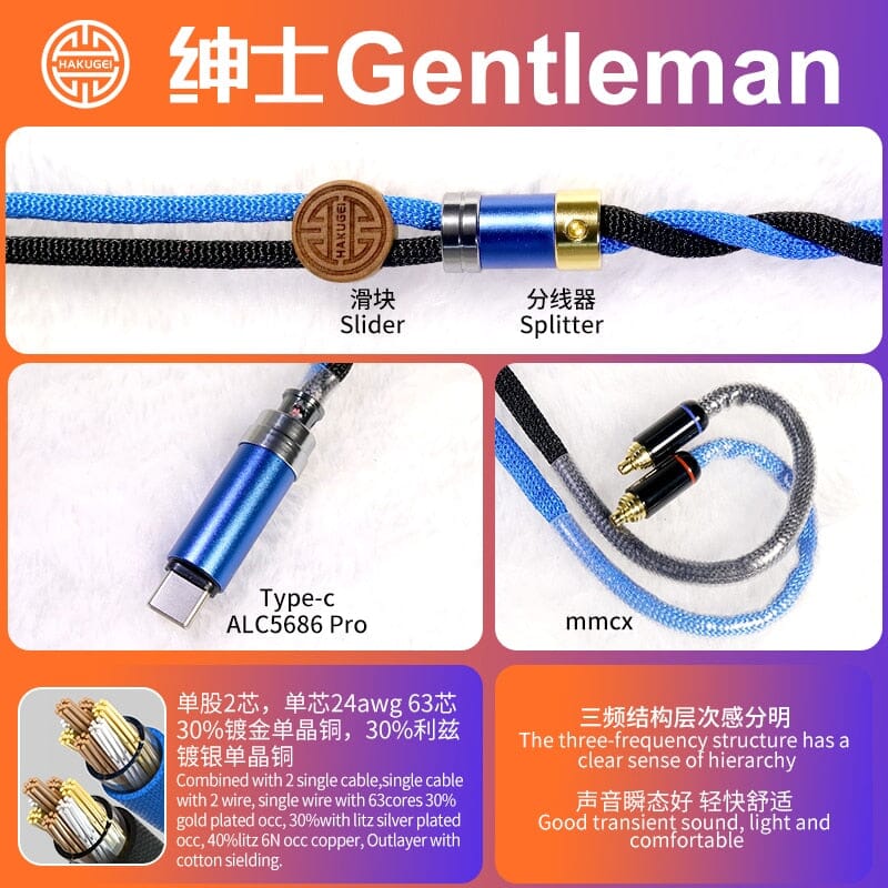 HAKUGEI Gentleman Litz 7N OCC Copper With Cotton Fibre Filled Shield 5-in-1 Switchable Plug Earphone Cable - Image 11