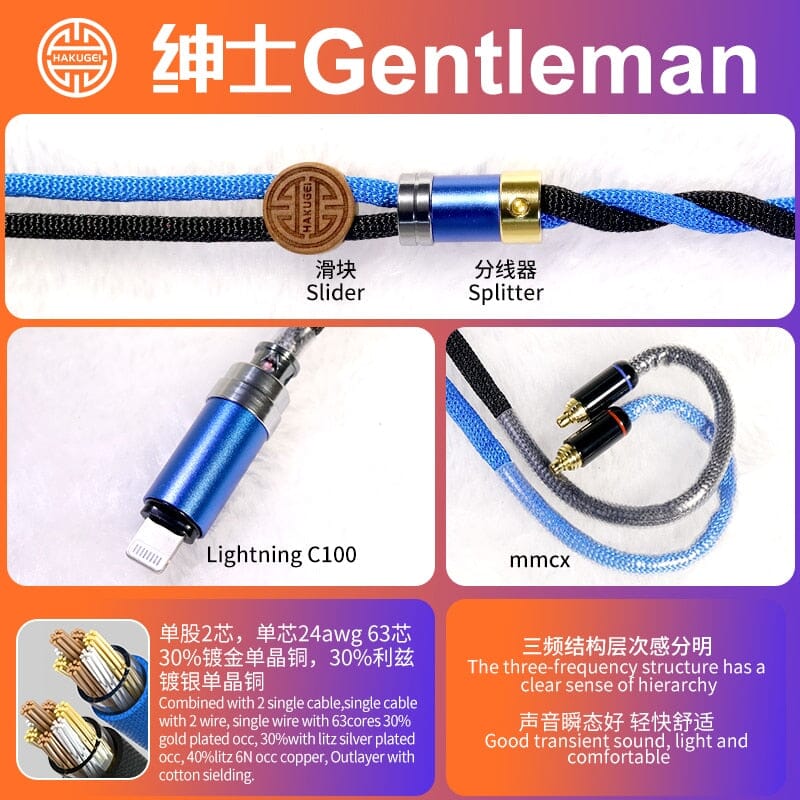 HAKUGEI Gentleman Litz 7N OCC Copper With Cotton Fibre Filled Shield 5-in-1 Switchable Plug Earphone Cable - Image 13