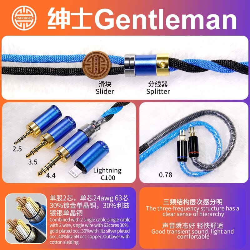 HAKUGEI Gentleman Litz 7N OCC Copper With Cotton Fibre Filled Shield 5-in-1 Switchable Plug Earphone Cable - Image 24