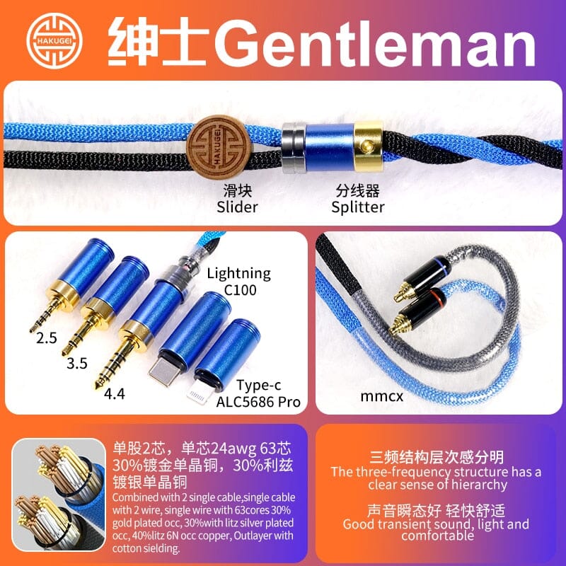 HAKUGEI Gentleman Litz 7N OCC Copper With Cotton Fibre Filled Shield 5-in-1 Switchable Plug Earphone Cable - Image 27
