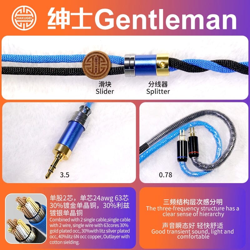 HAKUGEI Gentleman Litz 7N OCC Copper With Cotton Fibre Filled Shield 5-in-1 Switchable Plug Earphone Cable - Image 7