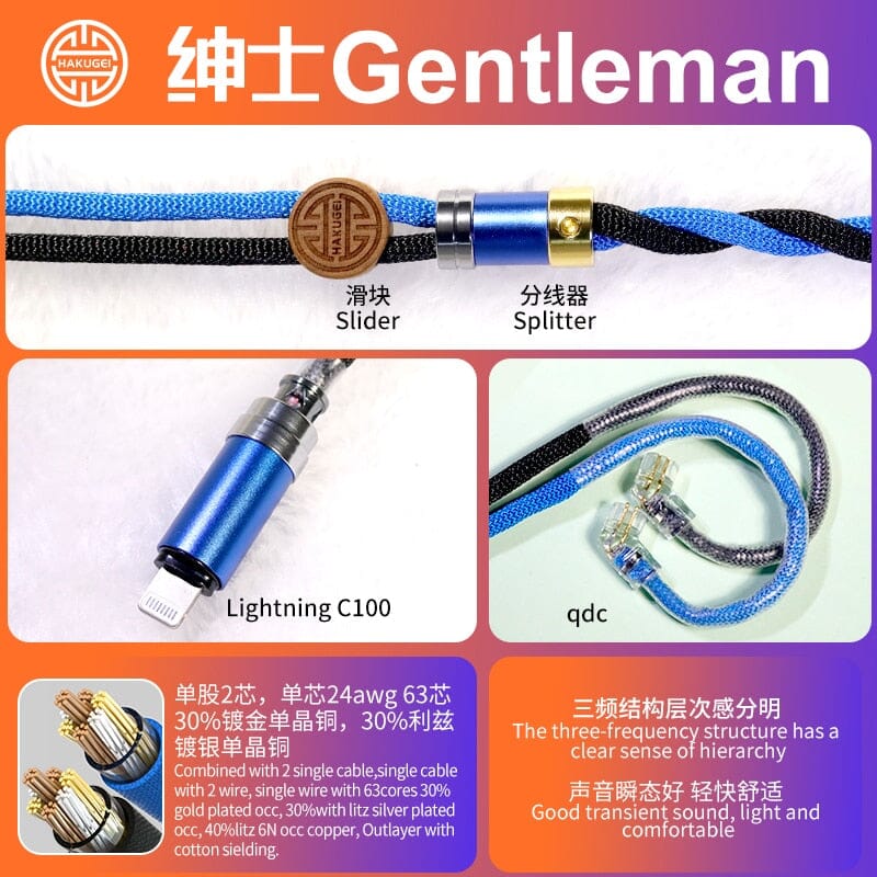 HAKUGEI Gentleman Litz 7N OCC Copper With Cotton Fibre Filled Shield 5-in-1 Switchable Plug Earphone Cable - Image 9