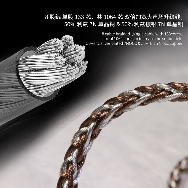 HAKUGEI Soaring Dragon Litz Silver Plated 7N OCC & Litz 7N OCC Copper Earphone Cable - Image 2