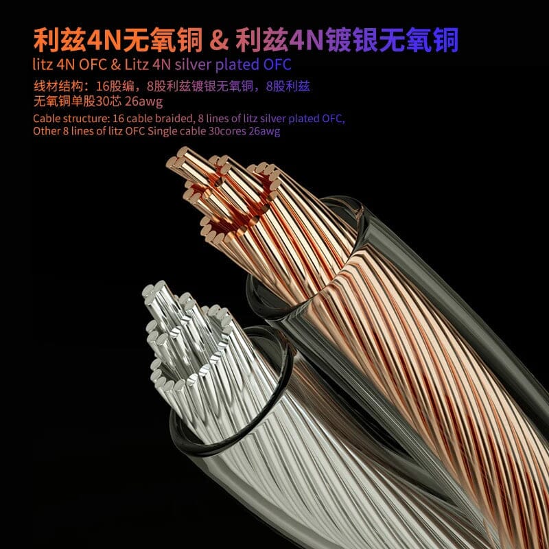 HAKUGEI Straw God Litz OFC & Silver Plated Mixed Braided Earphone Cable - Image 2