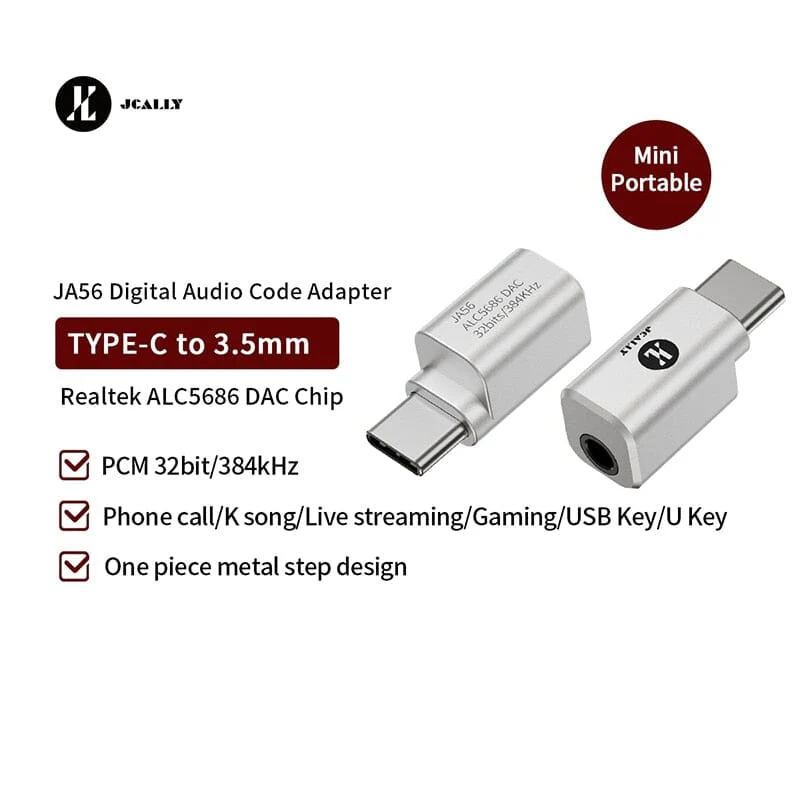 JCALLY JA56 / Lighting / Type-c to 3.5mm Earphone Digital Audio Adapter For Android IOS