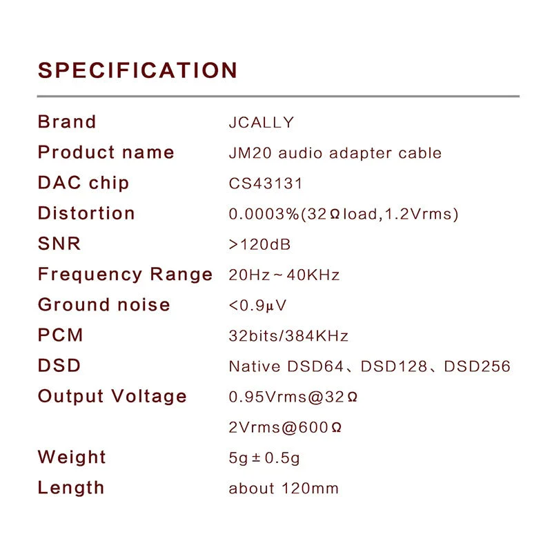JCALLY JM20 CS43131 Audio DAC Type-C To 3.5MM Earphone Adapter - Image 3