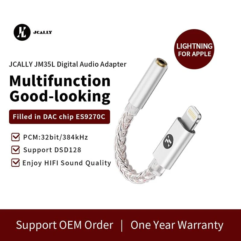 JCALLY JM35L USB Lightning To 3.5mm Cable DAC Hifi Adapter Decode Amp Digital Audio Cable - Image 3