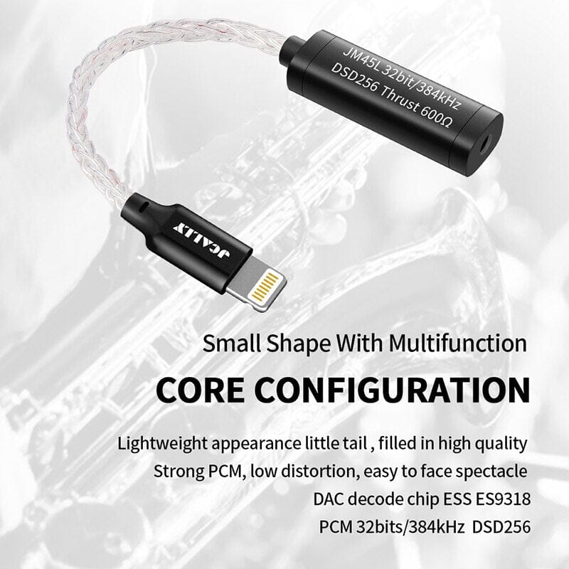 JCALLY JM45 JM45L Type C Lighting 3.5mm HIFI Portable Digital Audio Code Chip Earphone Decoding Adapter Silver Cable - Image 5