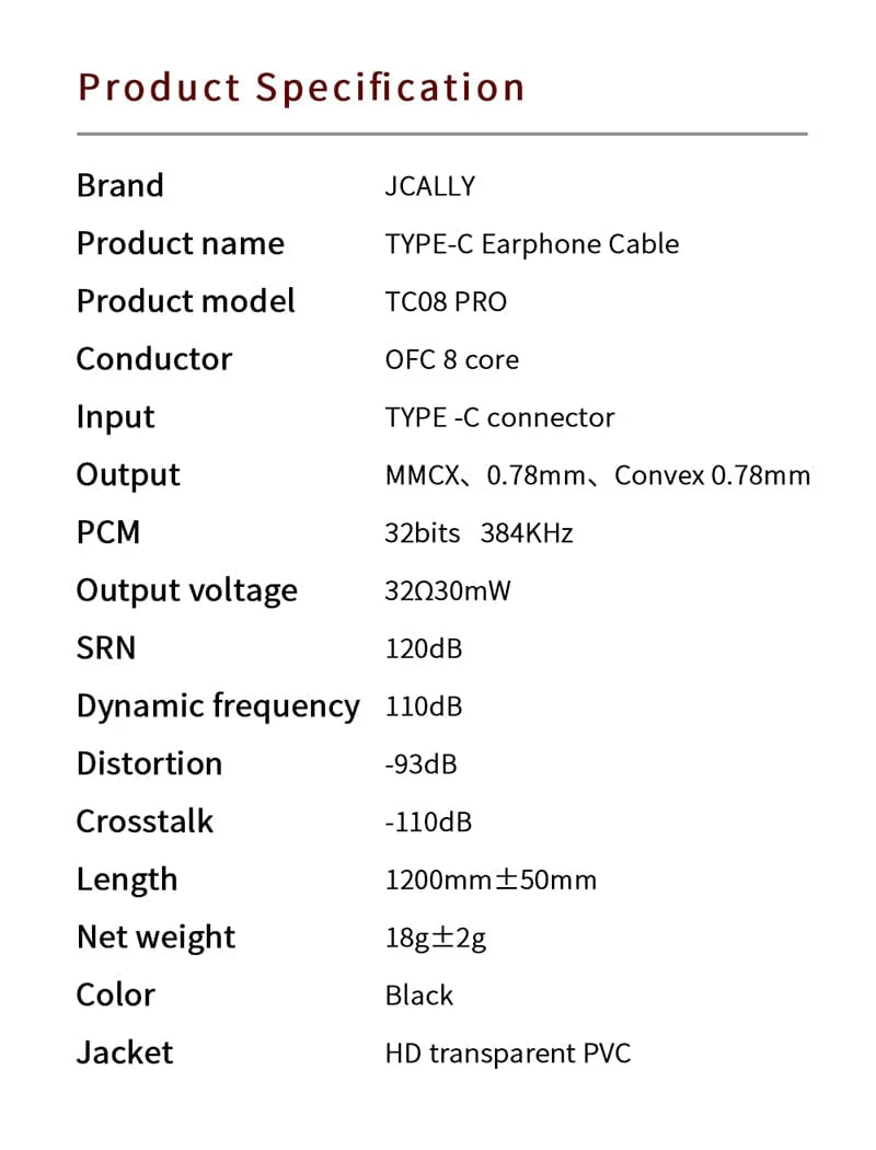JCALLY TC08 Pro TYPE-C Earphone Upgrade Cable - Image 8