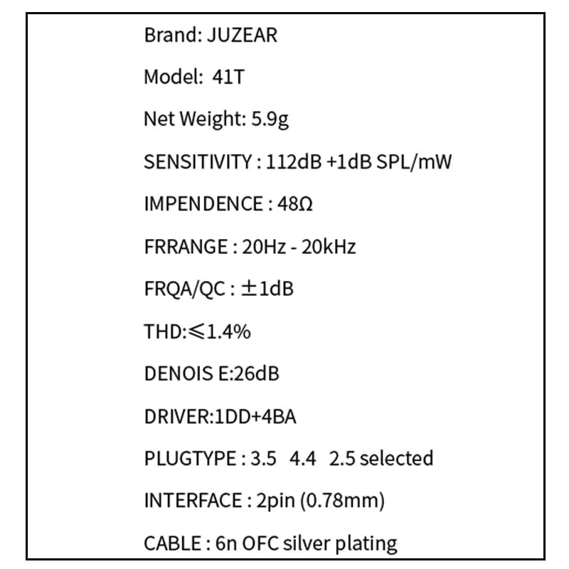 JUZEAR 41T 1DD+4BA Hybrid In-Ear Monitor IEMs - Image 15