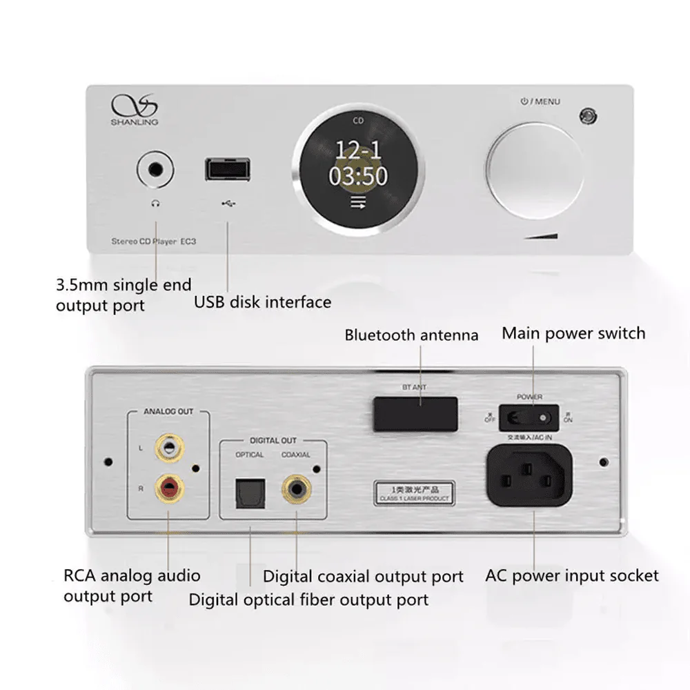 SHANLING EC3 Top-Loading ES9219C DAC Chip Compact Hi-Fi CD Player - Image 7