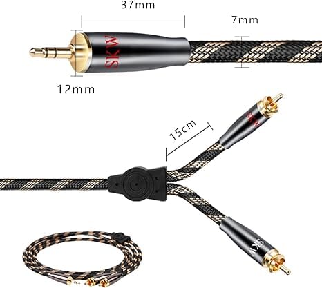 SKW BG03 / BG-03 3.5mm Male to 2 RCA Male Audiophile Ultra-high Purity Copper Audio Cable - Image 5