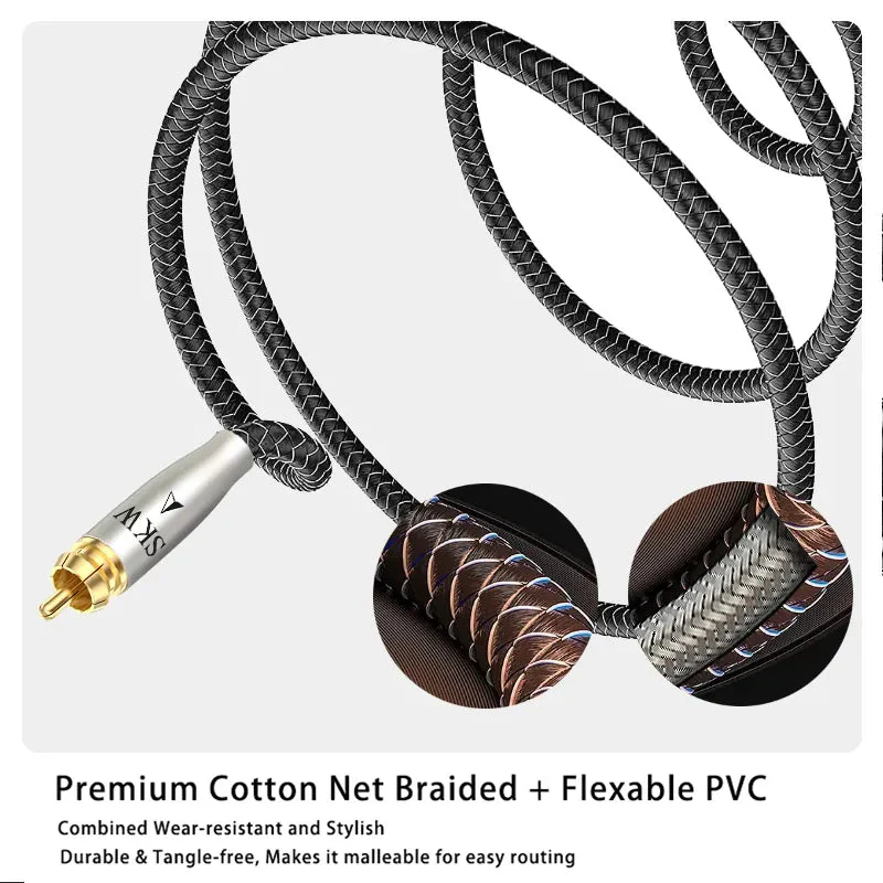 SKW WG20-03 Digital Coaxial SPDIF Audio Cable Silver Plated OCC Conductor RCA Cable Subwoofer Cord - Image 8