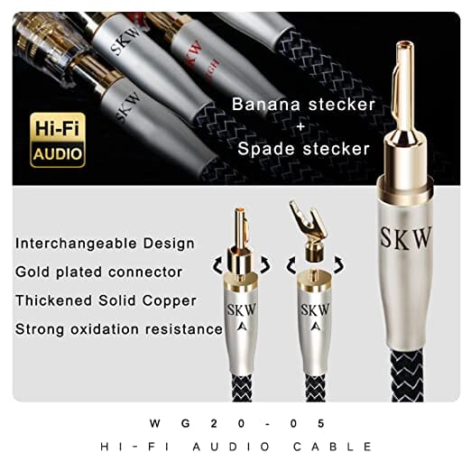 SKW WG20-05 Speaker Cables With Banana Plug For Home Cinema Amplifier Speaker HiFi System - Image 6