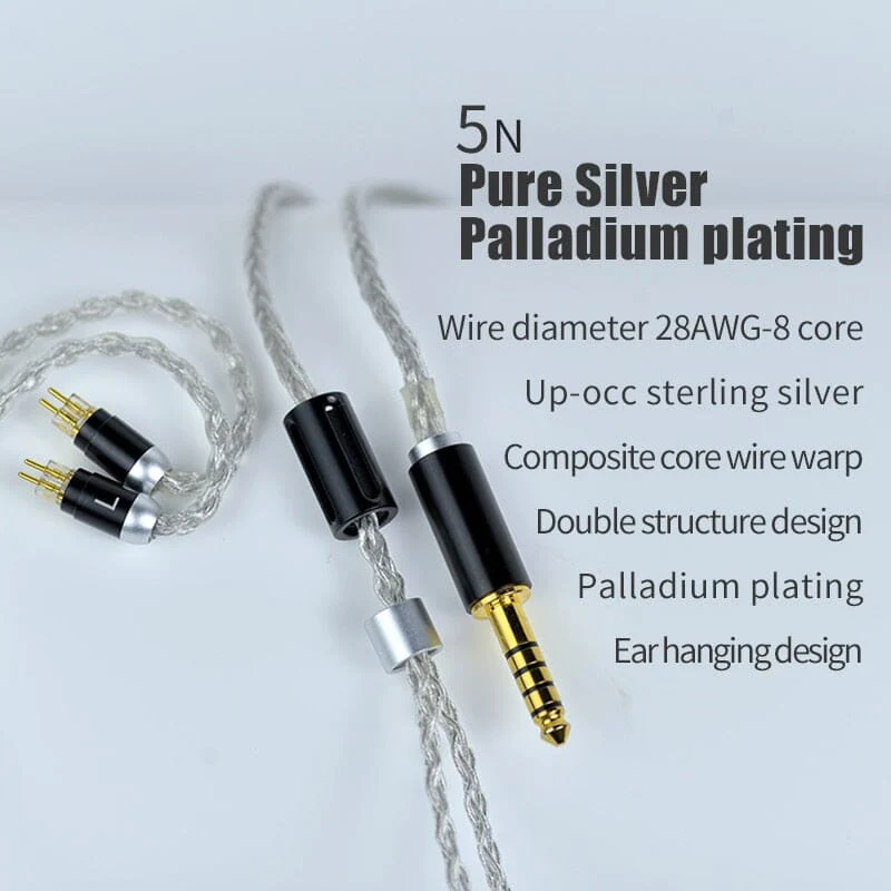 Yongse Titan II 8 Core Silver Palladium Plating Earphone Cable 3.5/2.5/4.4mm-MMCX/0.78 2Pin - Image 5